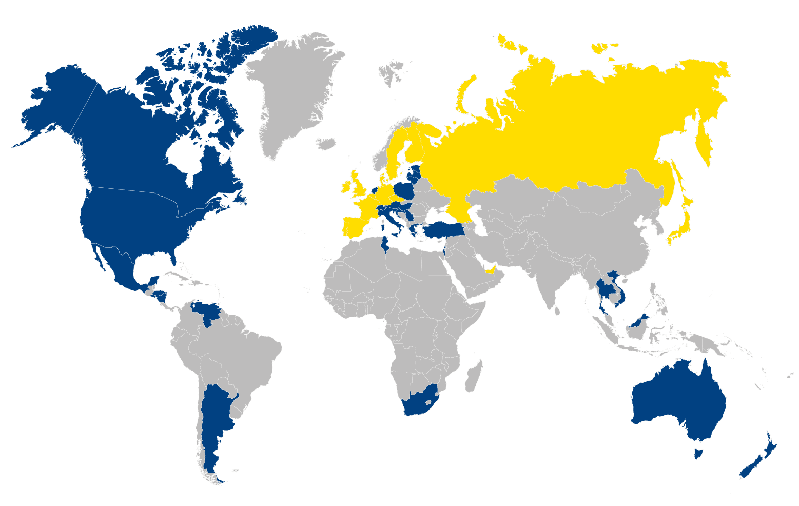the map shows the countries where atem successfully sells air shafts